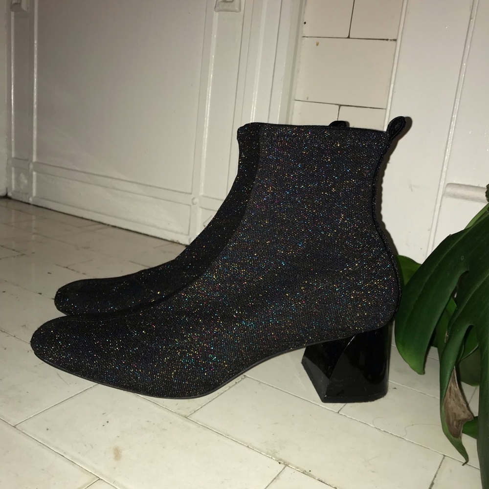 Zara Black Sparkle Sock Boot